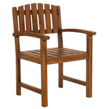 7-Piece Teak Extension Patio Table and Wooden Chairs Dining Set with Cushions