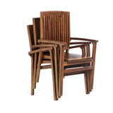 7-Piece Twin Butterfly Leaf Teak Extension Table Stacking Chair Set with Cushions