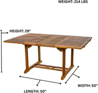 9-Piece Teak Extension Patio Table and Folding Dining Chairs Set