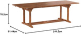 7-Piece Teak Extension Patio Table and Wooden Chairs Dining Set with Cushions